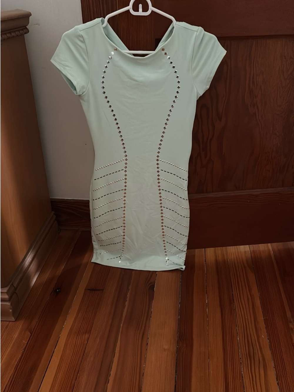 bebe Mint Green Studded Bodycon Dress